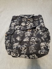 Elephant Print Hemp Backpack   Eco Friendly  Boho  Handmade  Unisex  Nepal