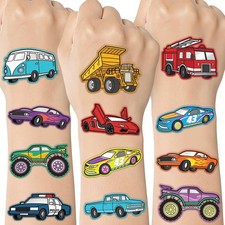, Cars and Trucks Temporary Tattoos for Kids - 42 Foil style Birthday Party...