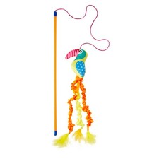 Interactive Cat Teaser Wand Toy with Feathers and Catnip for Indoor Play