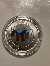 Canada 2010 Mascot Quatchi Ice Hockey 50 cent coin In Acrylic Round Holder