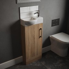 Image of Pastille Floorstanding Compact Cloakroom Vanity Unit with Basin 400mm-Handles