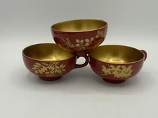 Vintage Japanese Poss. Echizen Laquerware Teacups Lot Of Three 3