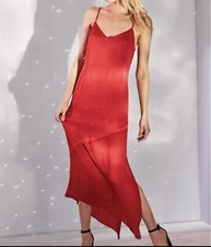 NWT Urban Outfitters Red Satin Slit Midi Slip Dress Size Small