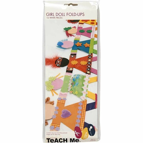 Creativ 16 x 6 Girl Doll Fold Ups - White Cardboard - Decorate your Own - Imagen 2 de 3