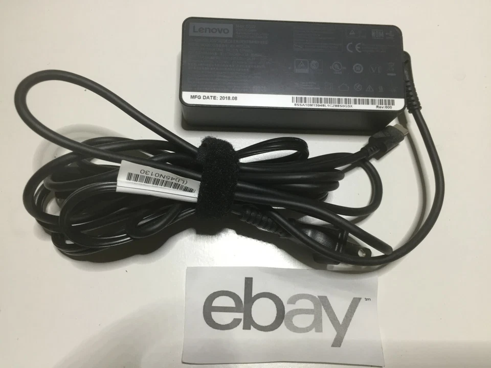 LOT OF 5 Lenovo 65w USB-C ADLX65YLC2A Power Charger Adapter w/ Power Cable OEM - Image 2 of 4