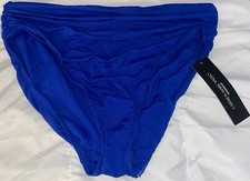 Carmen Marc Valvo Solid Shirred Sapphire Swimsuit Bikini Bottom XL Blue B1 