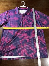 Geometric Obnoxious Golf Polo Shirt Mens Large  Loud Print Performance Stretch