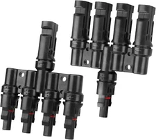 1 Pair Solar Panel Connector T Branch Cable Splitter 1 Female to 4 Male Parallel