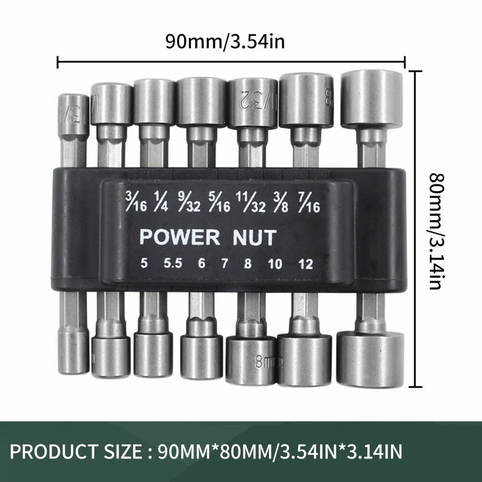 14Pcs Power Nuts Driver Drill Bit Set Metric Socket Wrench 1/4'' Driver Hex Keys - Image 4 of 4