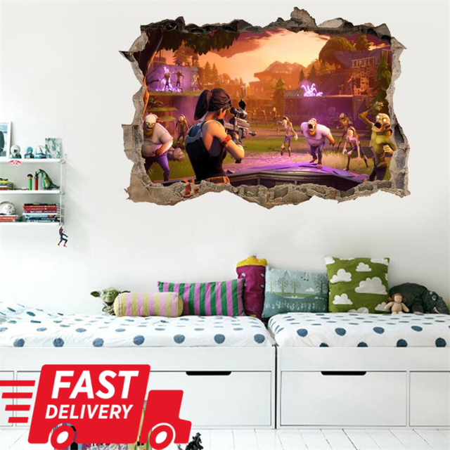 3D Fortnite Game Wall Sticker Decal Mural Art Stickers Bedroom Gamer Room Decor eBay