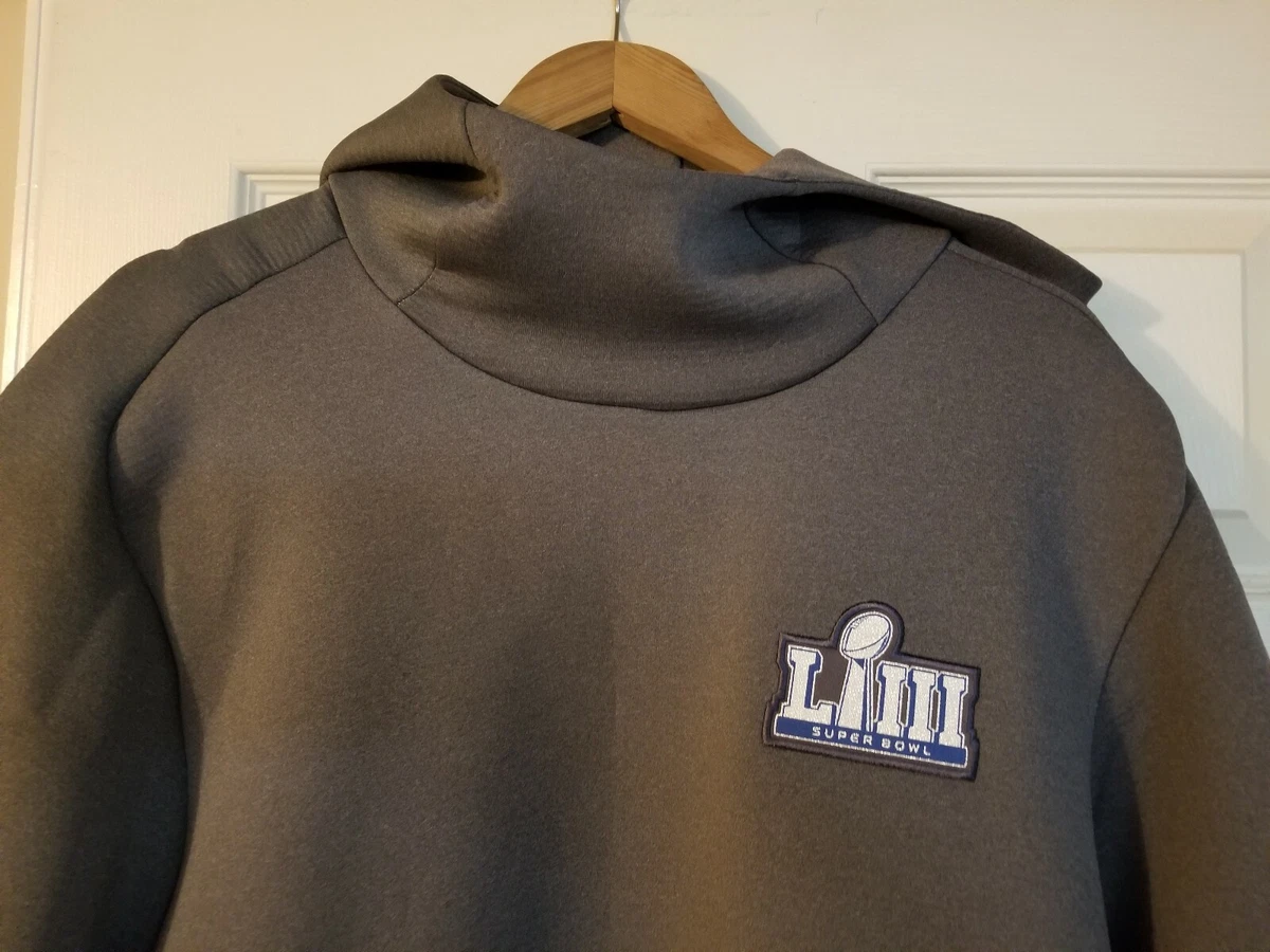 NIKE PATRIOTS RAMS Super Bowl LIII 53 Media Therma Short Sleeve Hoodie M
