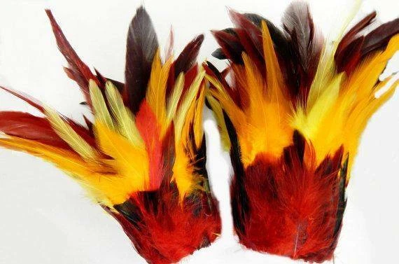 FIRE PHONEIX Feather Arm Cuffs Gothic Wings Costume Samba Dance Adult Unisex - Image 2 of 2