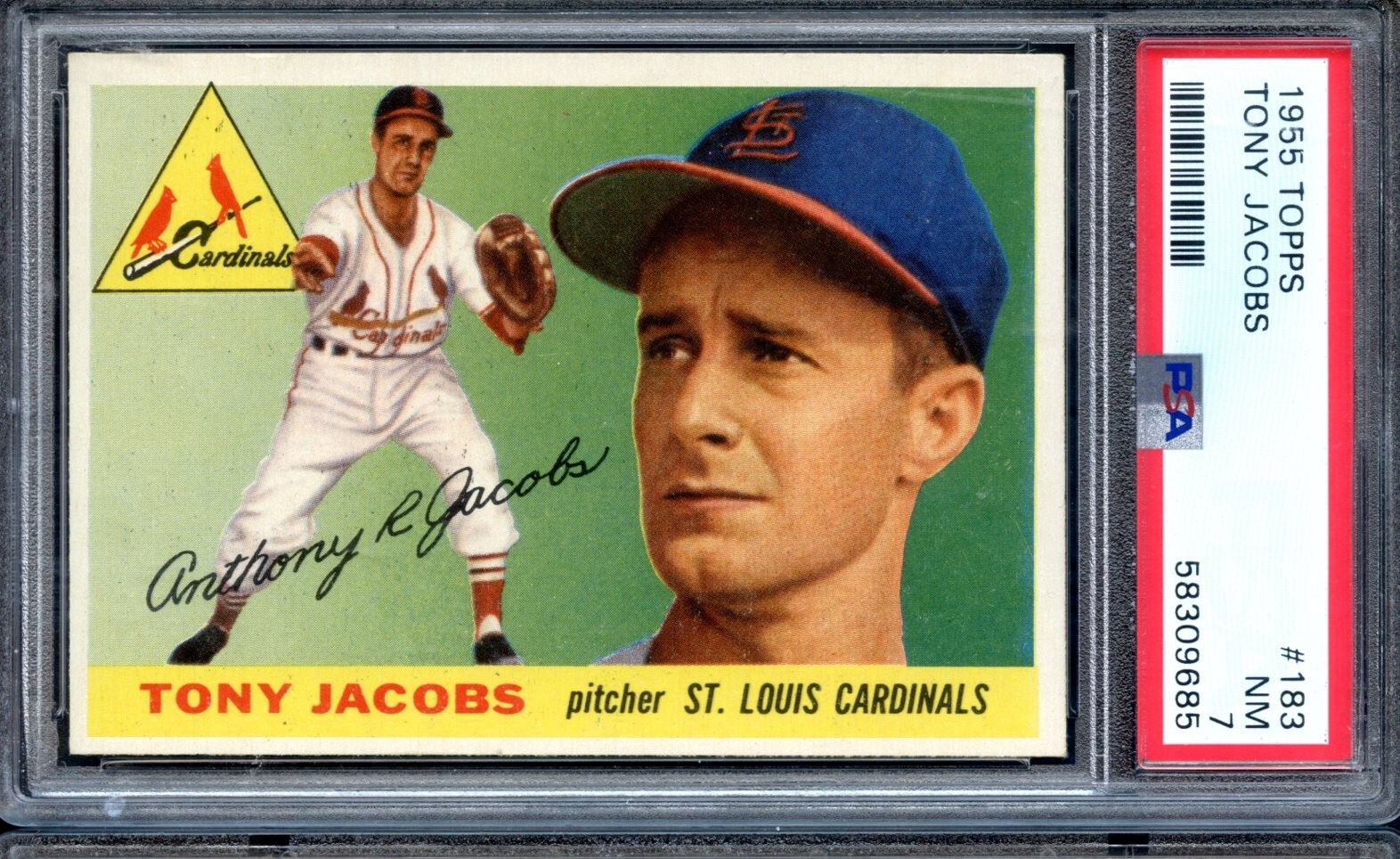 1955 Topps High #183 Tony Jacobs PSA 7 Tough Card St. Louis Cardinals 9685