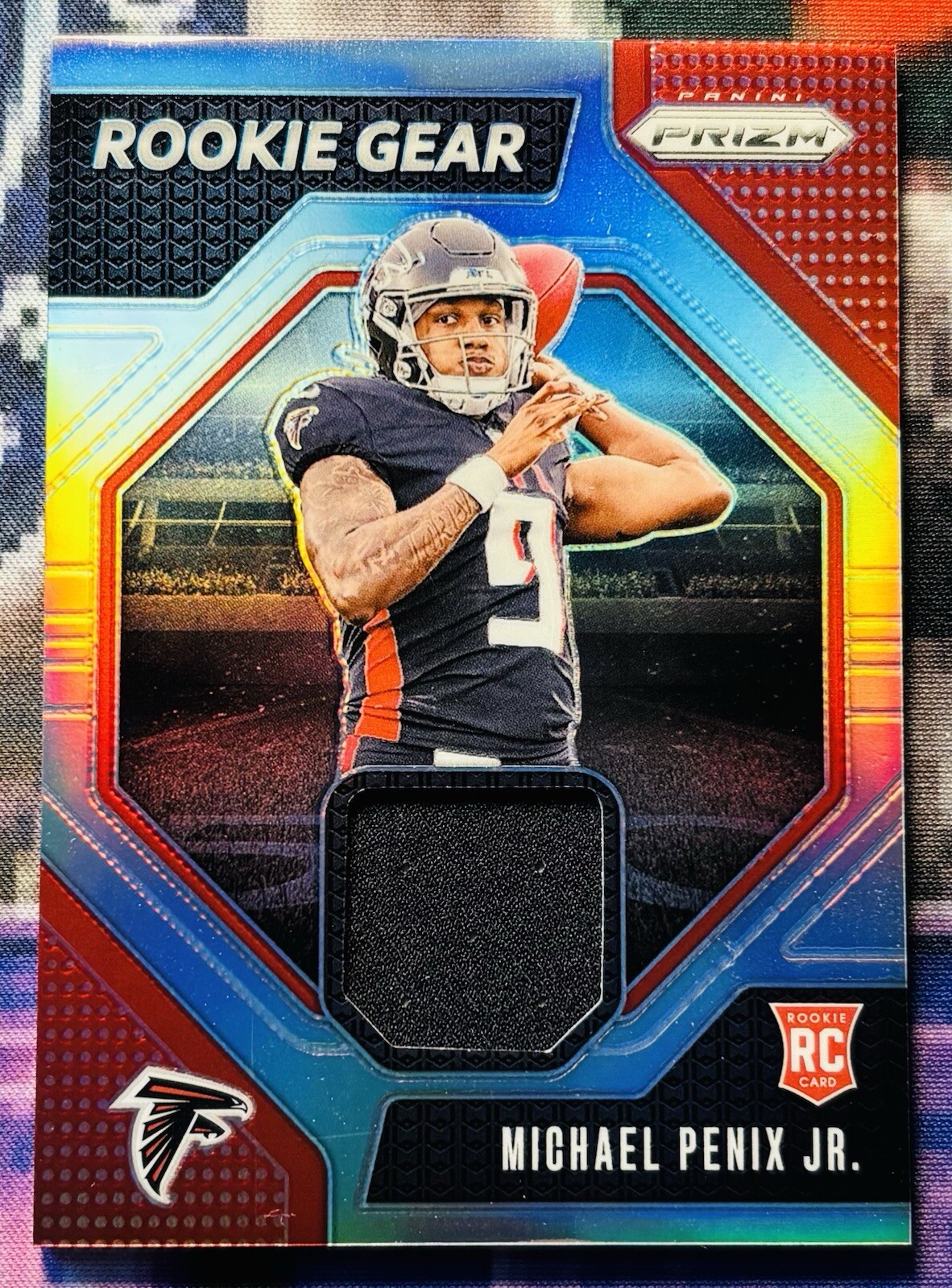 2024 Prizm Silver Prizm RC Rookie Michael Penix Jr. Rookie Gear #RG-MPJ Falcons