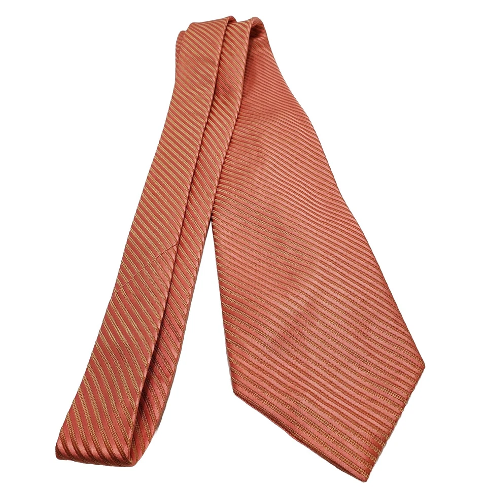 Corbata Claiborne Rosa Estampado Rayas Seda Cuello Corbata Tela Jacquard 58x4"  Foto 2 de 4