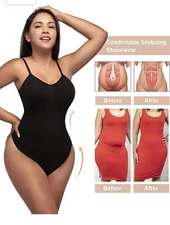 Women Tummy Control Body Sculpting Shaper Thong Seamless Bodysuit Shapewear Top