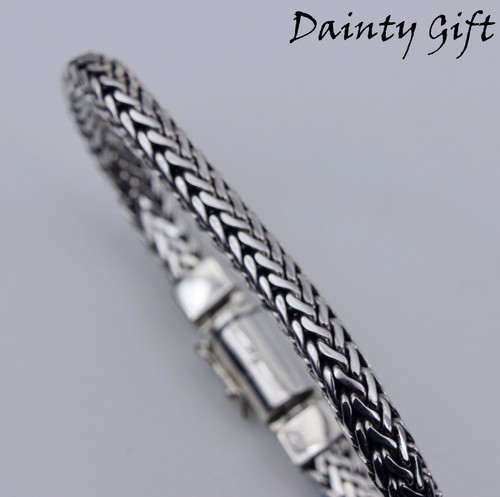Men Women 925 Sterling Silver 7 mm Braided Woven Chain Hand Bracelet 8" / 40 g - Picture 4 of 5