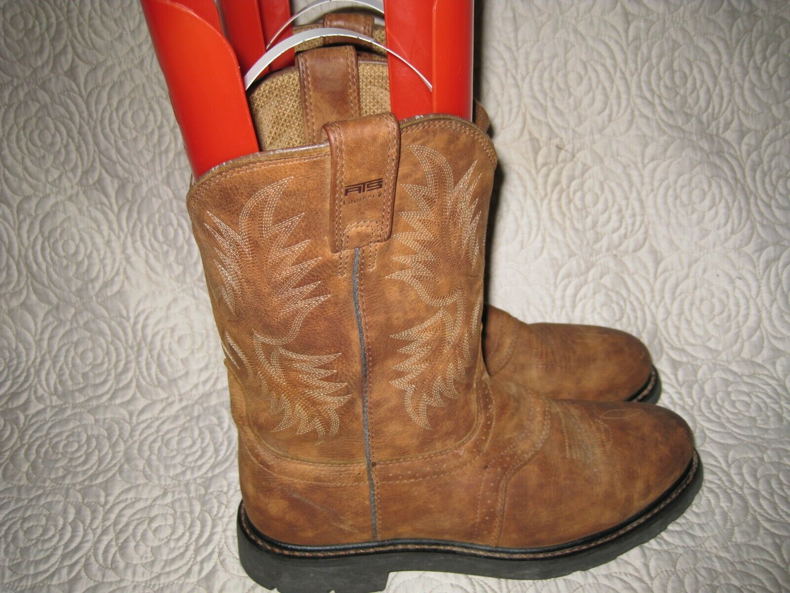 MENS ARIAT  COWBOY BROWN LEATHER BOOTS SIZE 10.5 D - image 11