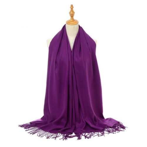 Women Scarf Pashmina Wool Thick Warm Plain Ladies Neck Shawl Head Wrap Scarves - Picture 41 of 83