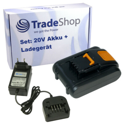 2in1 Set: Li-Ion Akku 20V 4000mAh + Ladegerät für Worx WX372 WX372.1 WX390 