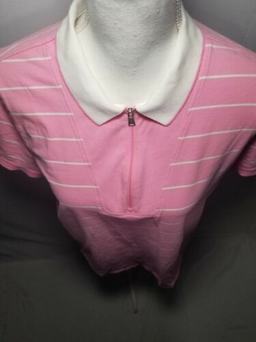 Ralph Lauren LRL Active Women's Size XL Cotton Stretch PINK White Polo Shirt. - 第 2/8 張圖片