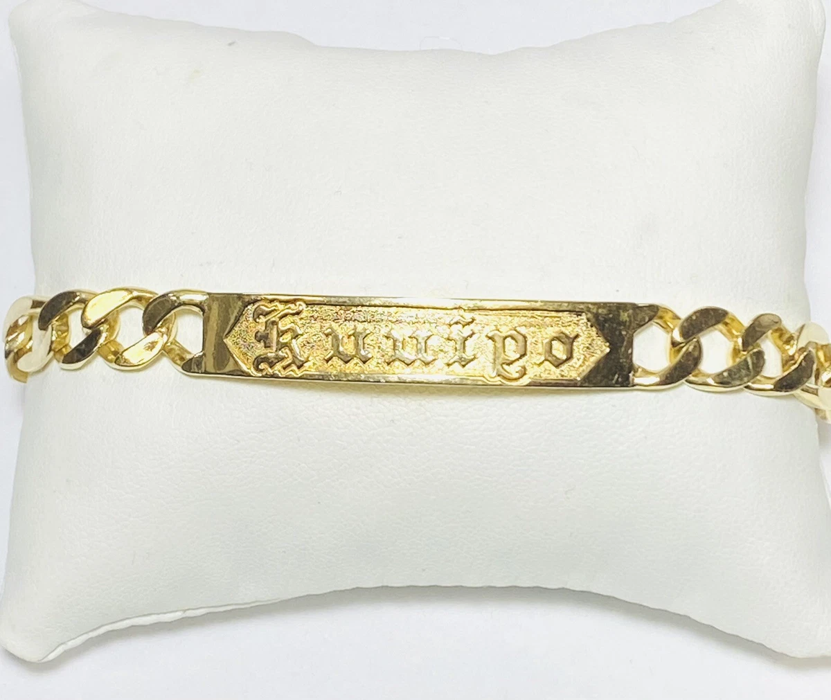 Large 14k Yellow Gold Mesh Link Identification ID Bracelet - A&V Pawn