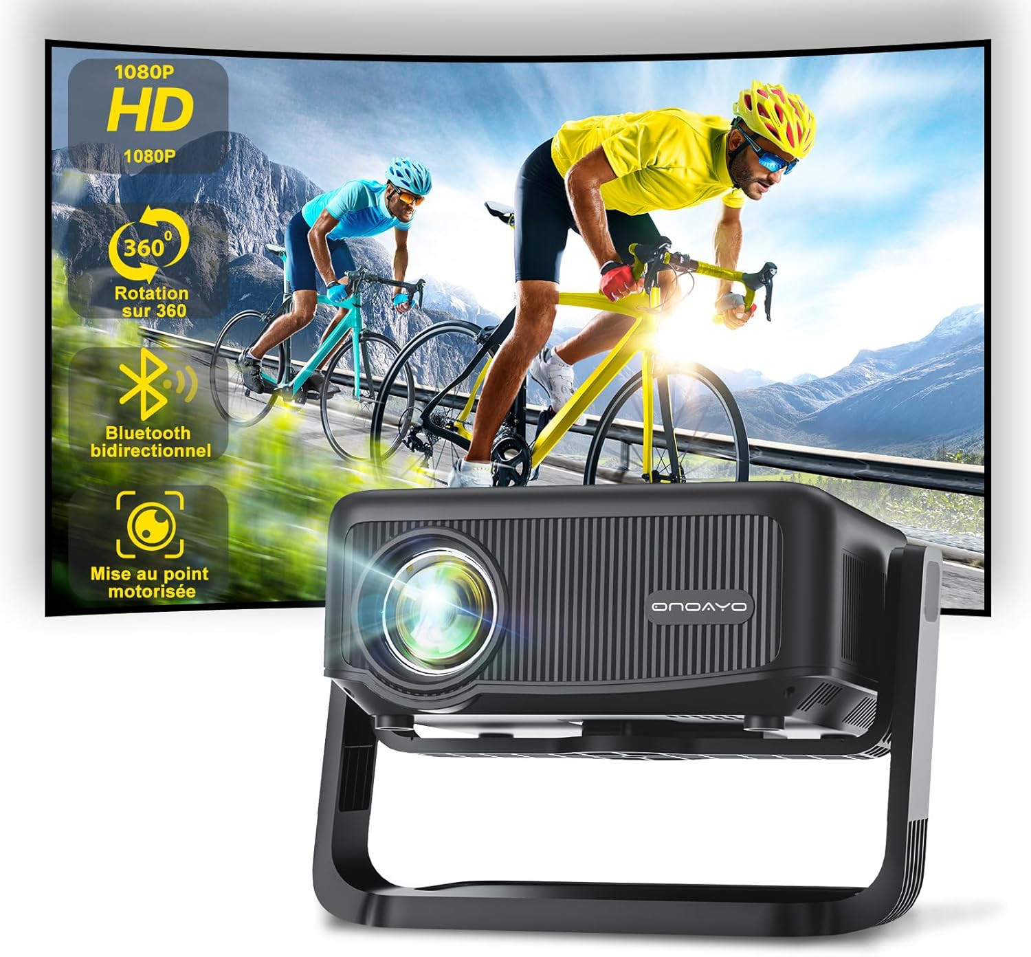 Vidéoprojecteur portable rotatif pour corriger l'image floue et tordue instantanément