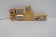 CHRISTMAS THEMED ASSORTED WOODEN STAMPS SET OF 8 NEW