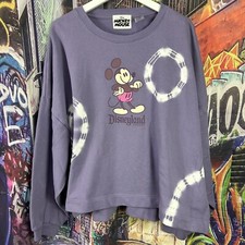 Disneyland Disney Parks Mickey Mouse Tie Dye Purple Crop Sweatshirt Size 2X B6