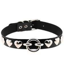 New Fashion Punk Neck Collar Adjustable Women Heart PU Leather Choker Necklace