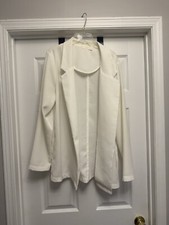 Lush Women s White Long Blazer Jacket Size M