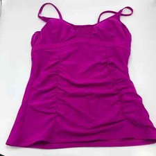 Athleta Smocked Pink Tankini Bathing Suit Bra Underwire Top 34 B/C