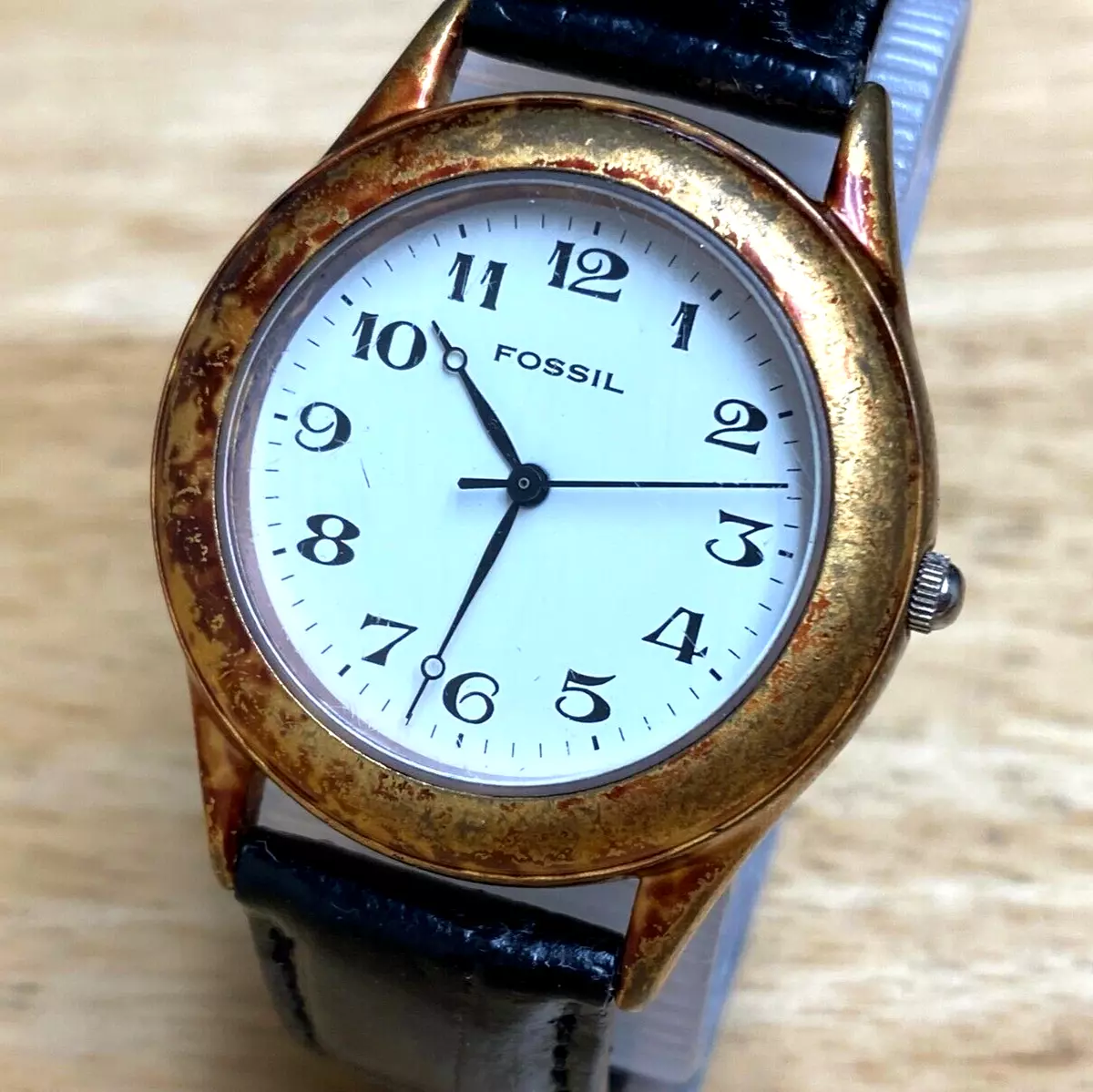 Vintage Fossil Road Trip JR 7728 Unisex Gold Tone Analog Quartz Watch New Batter