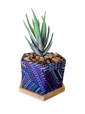 Artificial Succulent in Purple Abstract Pot