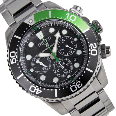 SEIKO SSC615 SSC615P1 Solar Chronograph Green Dial Original Box