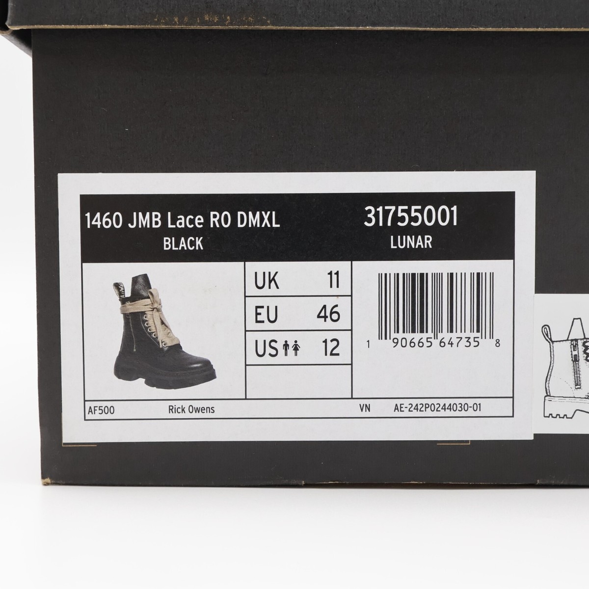 31755001 Rick Owens Dr. Martens 1460 DMXL Jumbo Lace Boot 31755001 Rick Owens Dr. Martens 1460 DMXL Jumbo Lace Boot