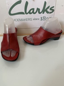 clarks red leather sandals