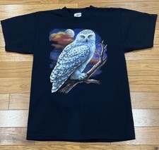 Vintage Alore Owl T-Shirt Single Stitch Made In USA Y2K Navy Blue