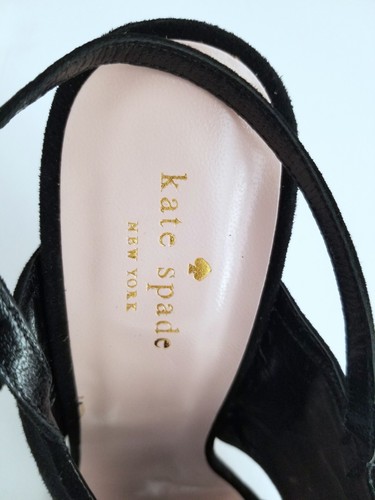 Kate Spade Womens Suede Pumps Crossband Slingback Stiletto Heel Black Sz 9.5 NEW - Picture 7 of 9