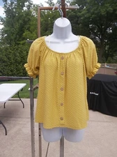 NWT PHILOSOPHY YELLOW DOBBY DOT TOP XS