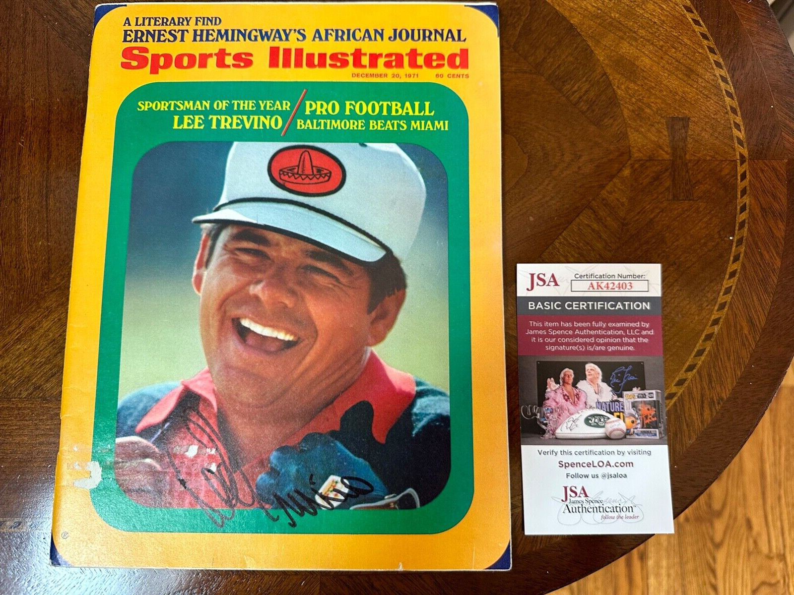 Lee Trevino Autographed Signed PGA Sports Illustrated December 20, 1971 JSA 