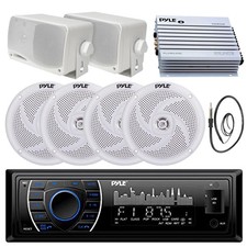 Pyle 1DIN MP3 Marine Receiver, 4x 5.25" Speakers, 2x 3.5" Speakers, Amplifier