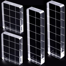 4Pcs Acrylic Stamp Block for Stamping, Clear Stamping Blocks Tools with Grid Lin