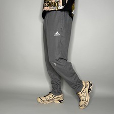 Vintage Y2K Adidas Sweatpants Mens L Grey White Logo Polyester