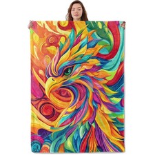 Vibrant Bird Blanket, Gifts for Girls Women, Colorful Fantasy Feather Design ...