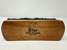 BEAUTIFUL STAR 100 BLACK HORSEHAIR SHOE SHINE BRUSH GRAINED WOOD HANDLE BRAZIL