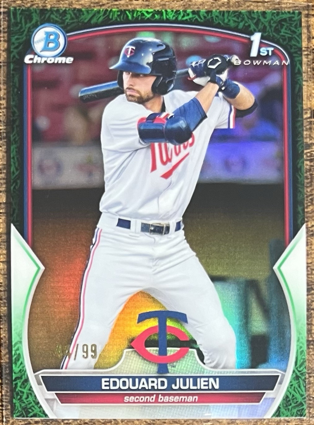 2023 Bowman Chrome Edouard Julien 1st Green Grass #44/99 Minnesota Twins #BCP-82