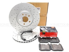 FÜR MINI COOPER S JCW F56 VORNE QUER GELOCHT BREMSSCHEIBEN APEC BELÄGE SENSOR 335mm