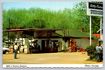 Postcard  Billy's Service Gas Station Billy Carter Plains Georgia President