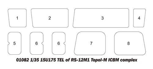 Trumpeter 01082 1/35 15U175 TEL OF RS-12M1 TOPOL-M ICBM COMPLEX - Imagen 11 de 12